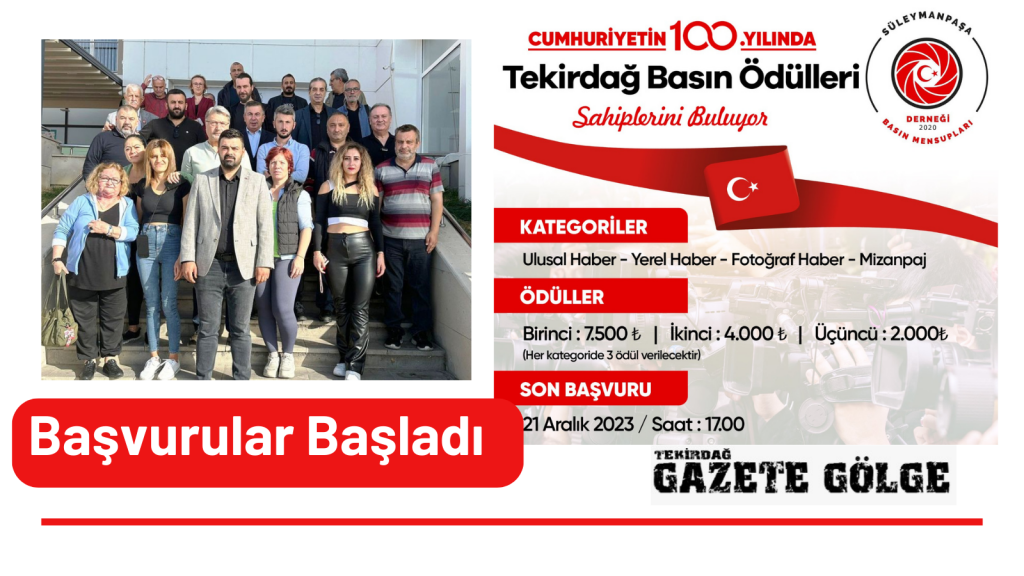 Tekirdağ Basın Ödülleri Başvuruları Başladı